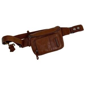 Spikes & Sparrow Brown Genuine Leather Boho Utility Belt Bag FannyPack Crossbody